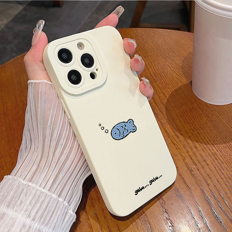 Ốp lưng iPhone họa tiết cá xanh silicone lỏng mềm mại dành cho iPhone 11 12 13 14 15 16 17 Pro Max IP 7 8 Plus X XS XR