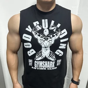 Áo Tank Top Thể Thao Bông Màu Đen Trắng, Họa Tiết Cơ Bắp, thoáng khí