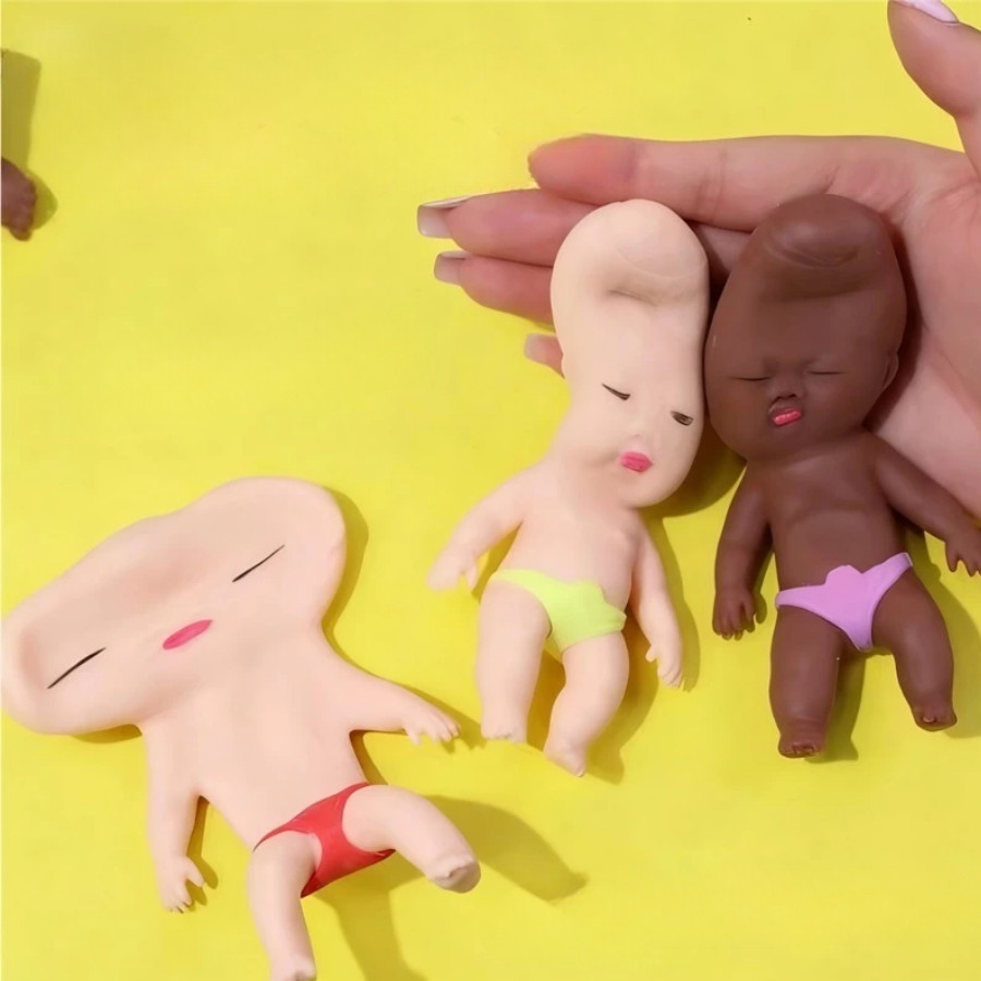Búp Bê Bóp Giảm Stress Hình Em Bé Dẻo Mềm, Búp Bê Xấu Xí Squishy Co Giãn, Giải Trí Thư Giãn