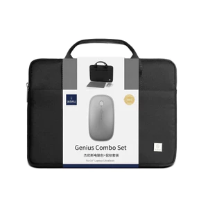 Set Combo 3in1 WiWU Genius Cho Laptop MacBook 14 Inch/16 Inch - Gồm Túi Chống Sốc, Chuột Không Dây, Lót Chuột Cao Cấp