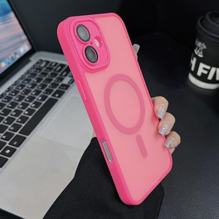 Vỏ Acrylic Mờ Màu Cam Mới Vỏ Từ Tính Cho IPhone 17 Air 16 15 14 Plus 13 12 Pro Max Vỏ Ống Kính Kim Loại Bảo Vệ Chống Rơi