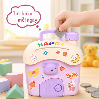 Trẻ Em Đồng Xu Ngân Hàng Nhà Hình Hộp Đựng Tiền Nhựa Hộp Bảo Quản Đồ Chơi Tiết Kiệm Quà Tặng Tím Xanh
