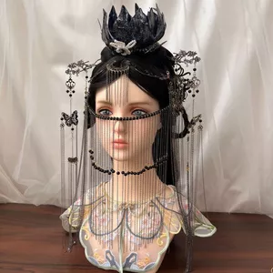 Công chúa phương tây cổ kỳ lạ Hanfu với dây xích và tua rua mặt rèm phụ kiện tóc