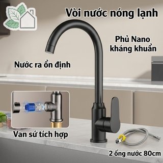 Vòi bếp nóng lạnh Ống đôi bằng thép không gỉ phủ Nano Dễ dàng lắp đặt Máy trộn bồn rửa