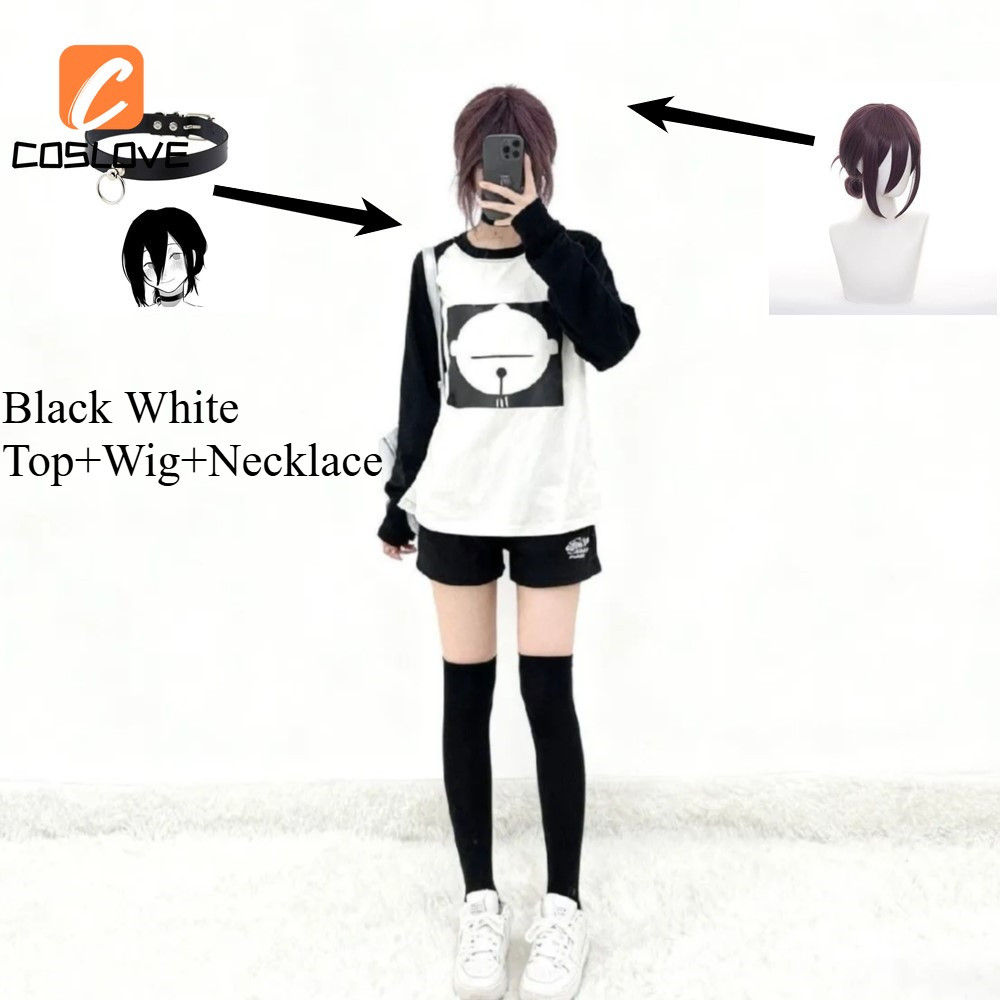 Outfit cosplay anime đen trắng màu hông quấn, phù hợp cho người yêu anime