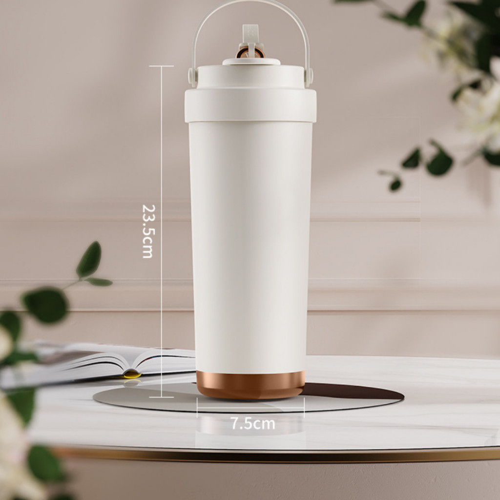 Ly giữ nhiệt Elegant White Cream 500ml/750ml, inox 304, lõi tráng sứ cao cấp, khắc tên theo yêu cầu