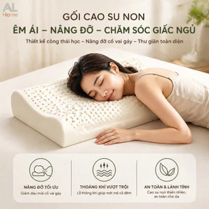 gối cao su non kháng khuẩn thoáng mát hỗ trợ vai gáy mềm mại đàn hồi cao dễ vệ sinh an toàn da