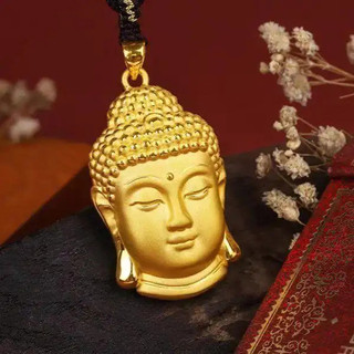 Vòng cổ, có mặt dây chuyền đầu Phật Shakyamuni làm bằng vàng khai thác từ trầm tích, thiết kế cá tính cổ điển dành cho nữ, với họa tiết "Phật Tathagata mặt trời vĩ đại"