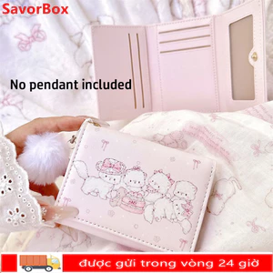 Ví Ngắn SAVORBOX, Ví Đựng Tiền Xu Đa Năng Có Thể Gập Lại, Da PU Màu Hồng Thời Trang Kawaii Mèo In Thẻ Tín Dụng Nữ Cô Gái Du Lịch