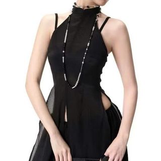 [N1194] Chuỗi Hạt Ngọc Dài Vòng Cổ, Dây Chuyền, Chuỗi Hạt Ngọc Đá Màu Đen Phối Trắng Sang Trọng Cho Nữ - DAISYN.