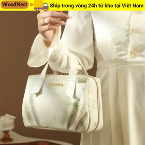 Túi đựng mỹ phẩm WOODNEST, Túi trang điểm thanh lịch phong cách Trung Quốc, Túi đựng đồ vệ sinh in chống nước dung tích lớn đa chức năng để đựng mỹ phẩm