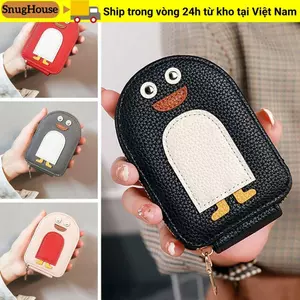 Hộp đựng danh thiếp SNUGHOUSE, Hộp đựng thẻ tín dụng nhiều thẻ phong cách Organ, Ví đựng tiền xu hình chim cánh cụt hoạt hình PU