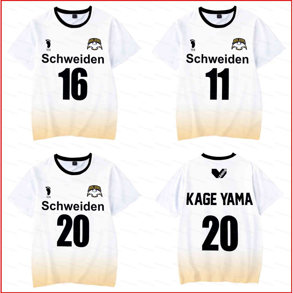 GC1 Haikyuu!! Áo thun Schweiden Adlers Jersey MSBY Trang phục hóa trang Karasuno Shoyo Kageyama Đồ thể thao tay ngắn GC1