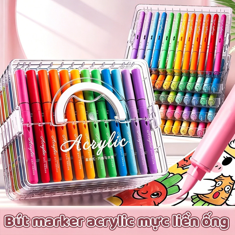Màu Acrylic Marker Vẽ Tranh Đẹp Màu Sắc Tươi Sáng Bộ 24 36 72 84 Màu Học Sinh Ngòi Brush Giá Rẻ Cao Cấp