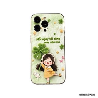 Ốp Điện Thoại Nghệ Thuật Trong Suốt Họa Tiết Bé Gái Thích Hợp Cho iPhone 14promax 13promax 12promax 14 13 12 11 pro max 15 16 17 promax xr xs 16pro 15pro Ốp Silicon Chống Sốc