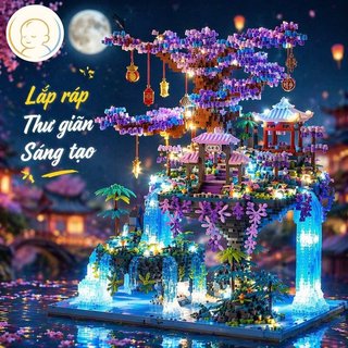 Khối Xây Dựng 3D Kiến Trúc Trung Quốc LED ABS Xếp Hình Đồ Chơi Mô Hình Để Bàn Trang Trí Quà Tặng Người Lớn