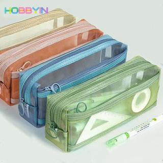 Bút Chì HOBBYIN, Túi Đựng Bút Lưới Hai Lớp, Di Động Trong Suốt Dung Tích Lớn Văn Phòng Phẩm Tổ Chức Quà Tặng