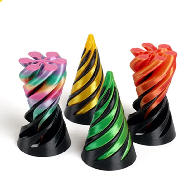 Đồ chơi hình nón xuyên thấu in 3D màu sắc rực rỡ, Điêu khắc ảo ảnh xoắn ốc 6,4 * 3,8cm, Quà tặng giảm căng thẳng cho những người đam mê Fidget