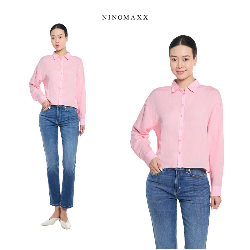 Áo Sơ Mi Nữ Chất Linen Màu Pastel Năng Động Trẻ Trung NINOMAXX 2410015
