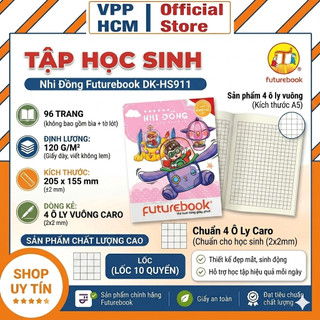 (Lốc 10 Quyển) Tập Vở Học Sinh Futurebook Nhi Đồng 96 Trang – Vở 4 Ô Ly, Giấy Dày 120gsm (DK-HS911)