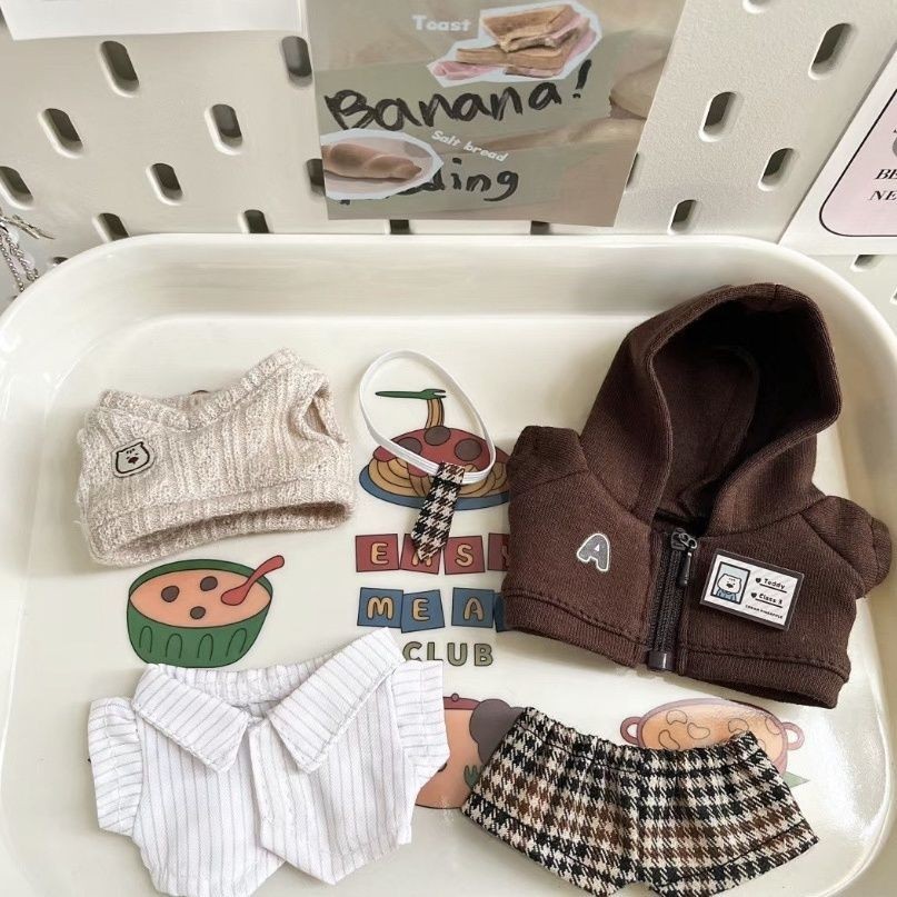 10cm Quần Áo Bé Cotton Búp Bê Tự Làm Bộ Sao Biển Cơ Thể Bình Thường Thay Thế Quần Áo Phong Cách Preppy Trọn Bộ Quần Áo Trẻ Em Cotton