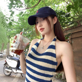 Nữ Phong Cách Mỹ Màu Khối Sọc Dây Cami Top Mùa Hè Pure Desire Tank Top