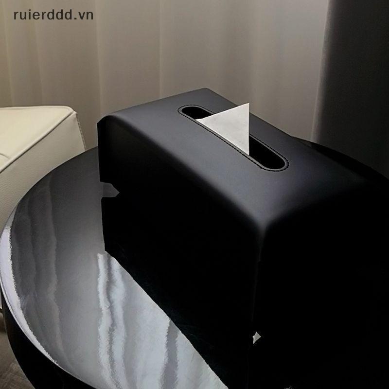 # ruierdd # Hộp đựng khăn giấy sang trọng 1 chiếc khăn ăn bằng da Vỏ giấy hình chữ nhật có nắp để trang trí văn phòng phòng phòng khách.