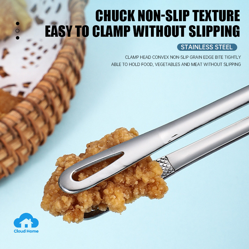 🌤️COD🌤️Kẹp gắp thức ăn inox 304 mẫu mới cán dài Tay cầm dài Kẹp thịt nướng đường chống trượt Bít tết 19/24/28CM