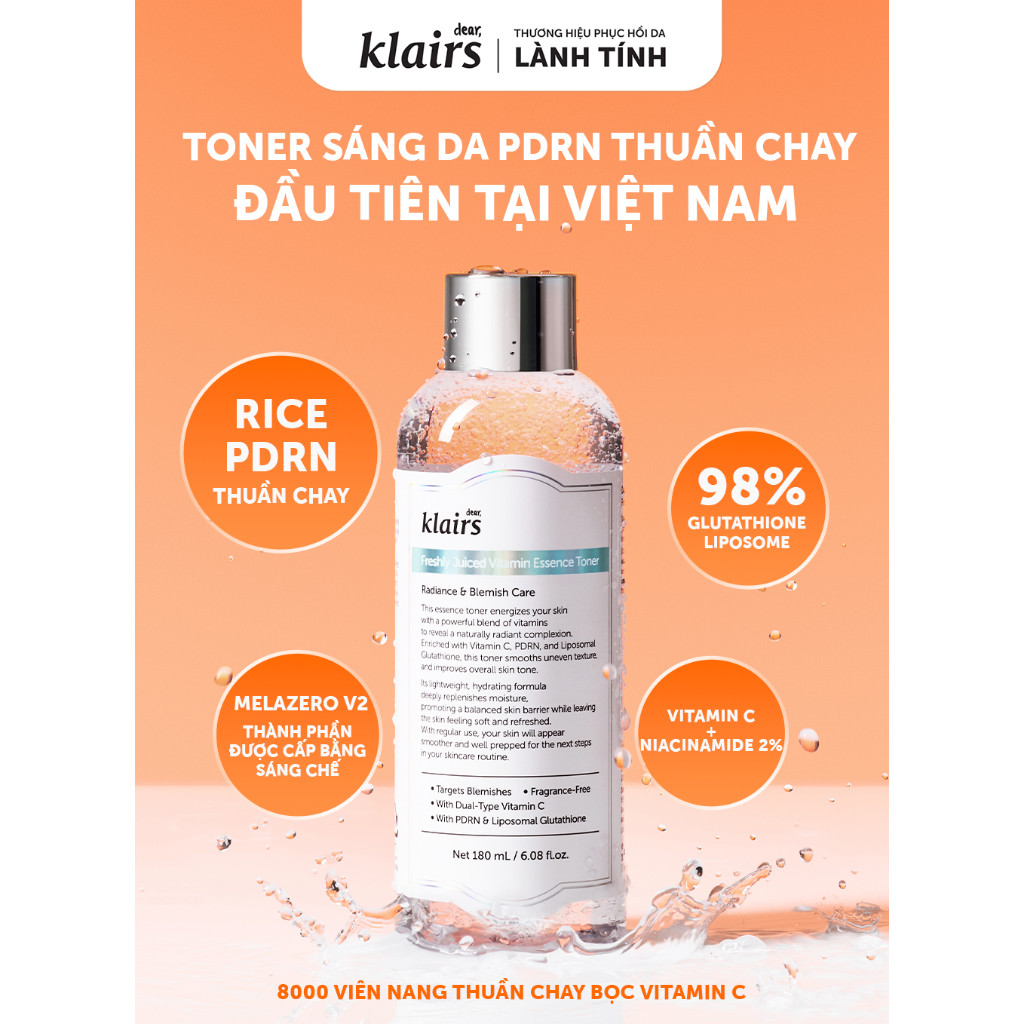 [ĐQ] Nước hoa hồng Dear, Klairs Supple Preparation Toner dưỡng sáng cấp ẩm lành tính