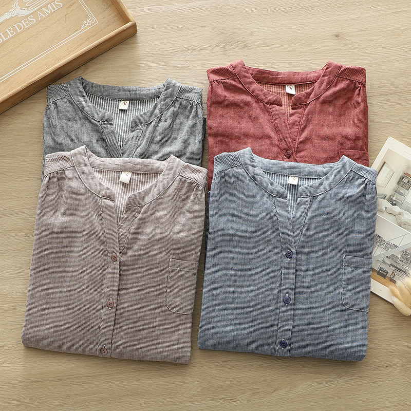 [Hàng có sẵn] Áo sơ mi nữ 100% cotton chất lượng cao mùa hè Áo cotton mỏng thông thường mới