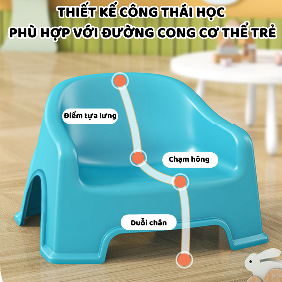 Ghế Nhựa Cho Bé HomeMate Có Tựa Lưng Công Thái Học, Ghế Nhựa Pastel Cho Trẻ Mẫu Giáo Chịu Lực Tốt