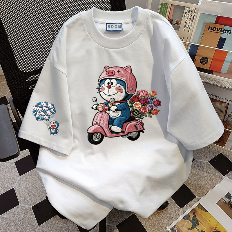BOOM Áo thun nữ kiểu hàn quốc form rộng tay lỡ cổ tròn cotton Mát-Hè hot trend in cách dễ thương Áo phông form vừaV051