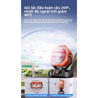 [Bảo Hành 1 Đổi 1 - 7 Ngày] Quạt Cắm Trại Phun Sương VINZEO - Sạc USB, Pin Khủng, Tích Hợp Đèn LED Ngoài Trời Siêu Mát