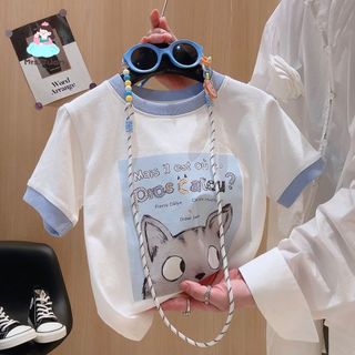 Bộ đồ bé gái – Áo thun in hình + quần ống rộng cotton, phong cách dễ thương, mùa hè thoáng mát