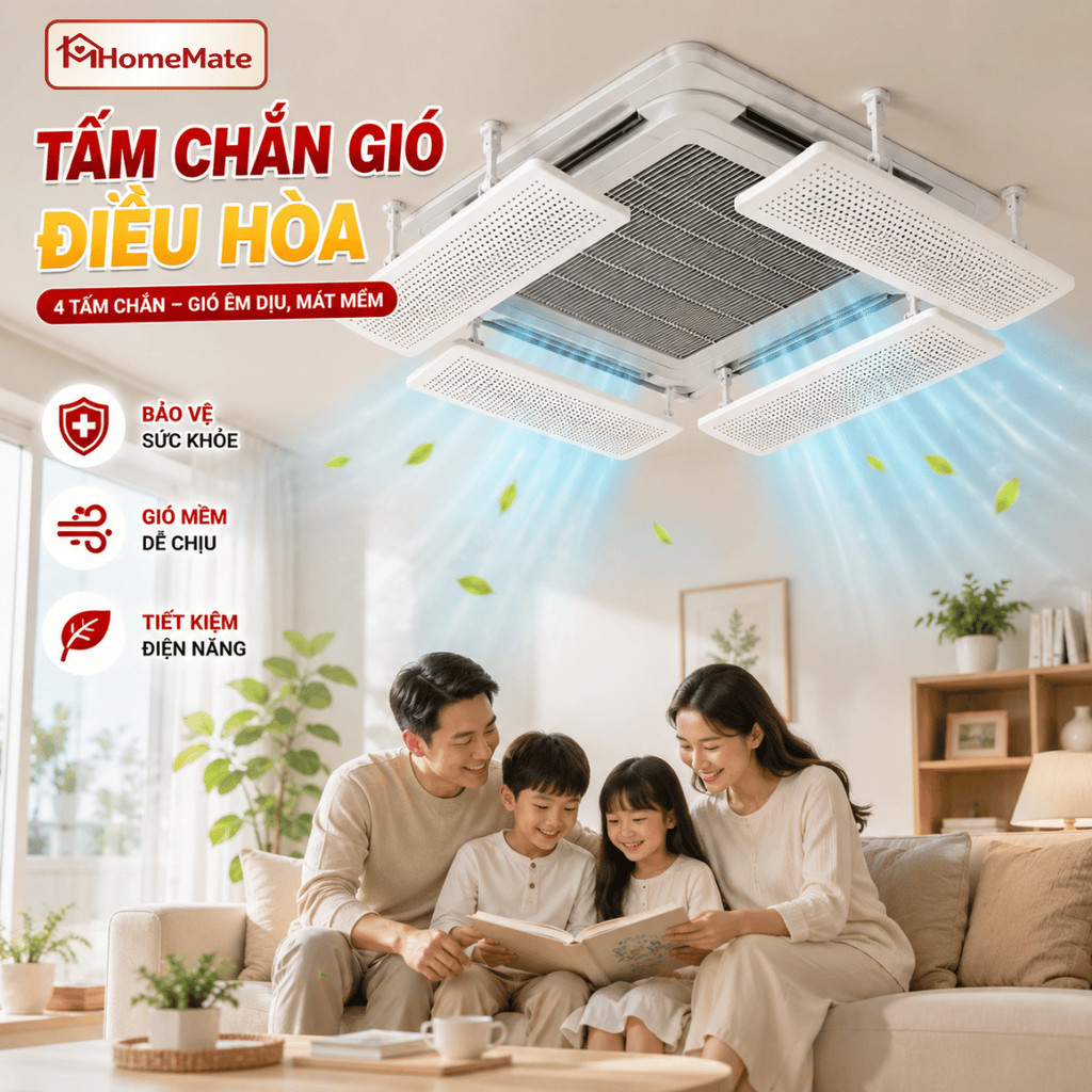 Tấm Chắn Gió Điều Hòa HomeMate Xoay 180 Độ – Tấm Chuyển Hướng Gió Máy Lạnh Treo Tường Chống Thổi Trực Tiếp
