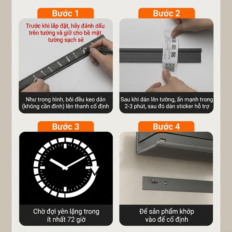 Kệ bếp đa năng dán tường, kệ để nhà bếp chống rỉ đựng gia vị và dao kéo