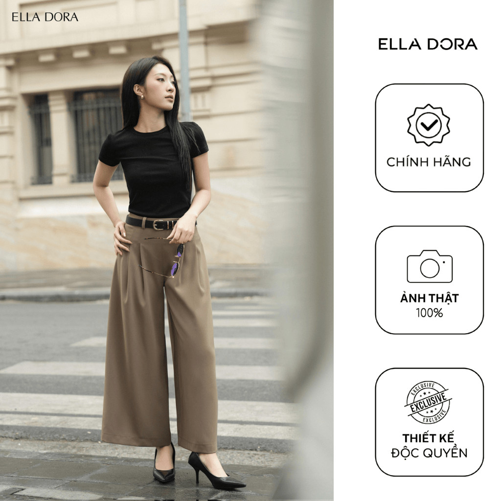 Quần tây nữ ELLA DORA thiết kế ống rộng dáng lửng khóa hông tinh tế thanh lịch sang trọng [Q38]