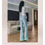 Quần Jean Nữ Màu Xanh Nhạt Eo Cao Form Slim-Fit, Phù Hợp Mùa Xuân