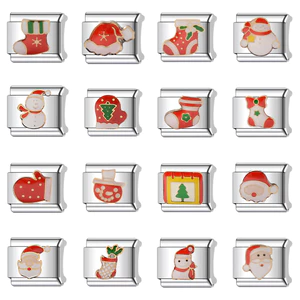 Mô-đun vòng tay DIY Giáng sinh, tất người tuyết và đồ trang trí Noel bằng thép không gỉ