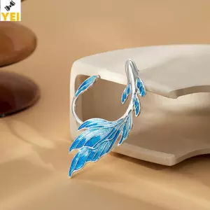 Bông tai kẹp tai Gradient hình cá vàng và đuôi cá màu xanh biển - Phụ kiện trang sức cổ tích mới