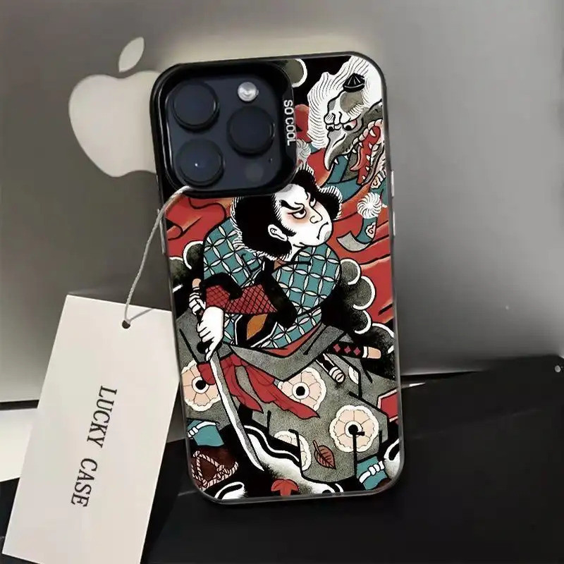 Ốp lưng bảo vệ ống kính họa tiết võ sĩ Samurai Nhật Bản - Bảo vệ toàn diện - Tương thích iPhone 17/16/15/14/13/12/11 Pro