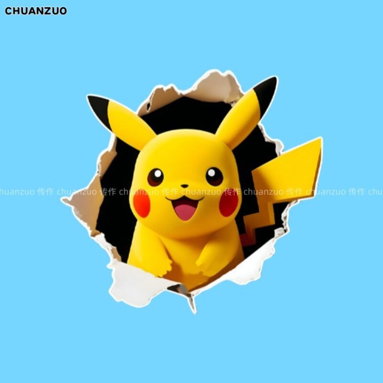 Hoạt Hình Pikachu Dễ Thương Yêu Tinh Xe Miếng Dán Anime Hàng Hóa Sáng Tạo Cửa Sổ Kính Notebook Xe Điện