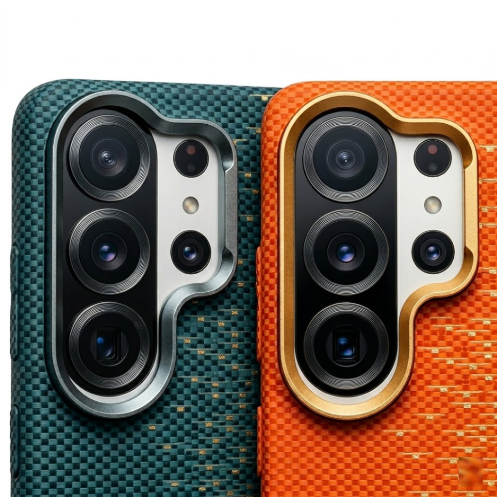 [Chính Hãng] Ốp Lưng UELKIN Vân Dệt Cho Samsung S26 Ultra- Giả Aramid Siêu Mỏng, Viền Cam Kim Loại, Sạc Từ Tính Magnetic