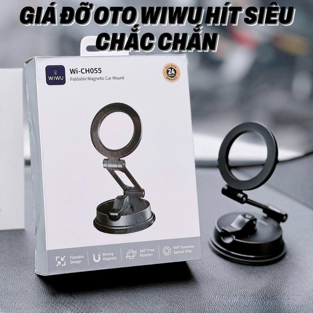 [Chính Hãng] Giá Đỡ Điện Thoại Từ Tính WiWU CH-055 Cho Ô Tô, Bàn Làm Việc - Hợp Kim Nhôm, Xoay 360 Độ, Gập Gọn Tiện Lợi