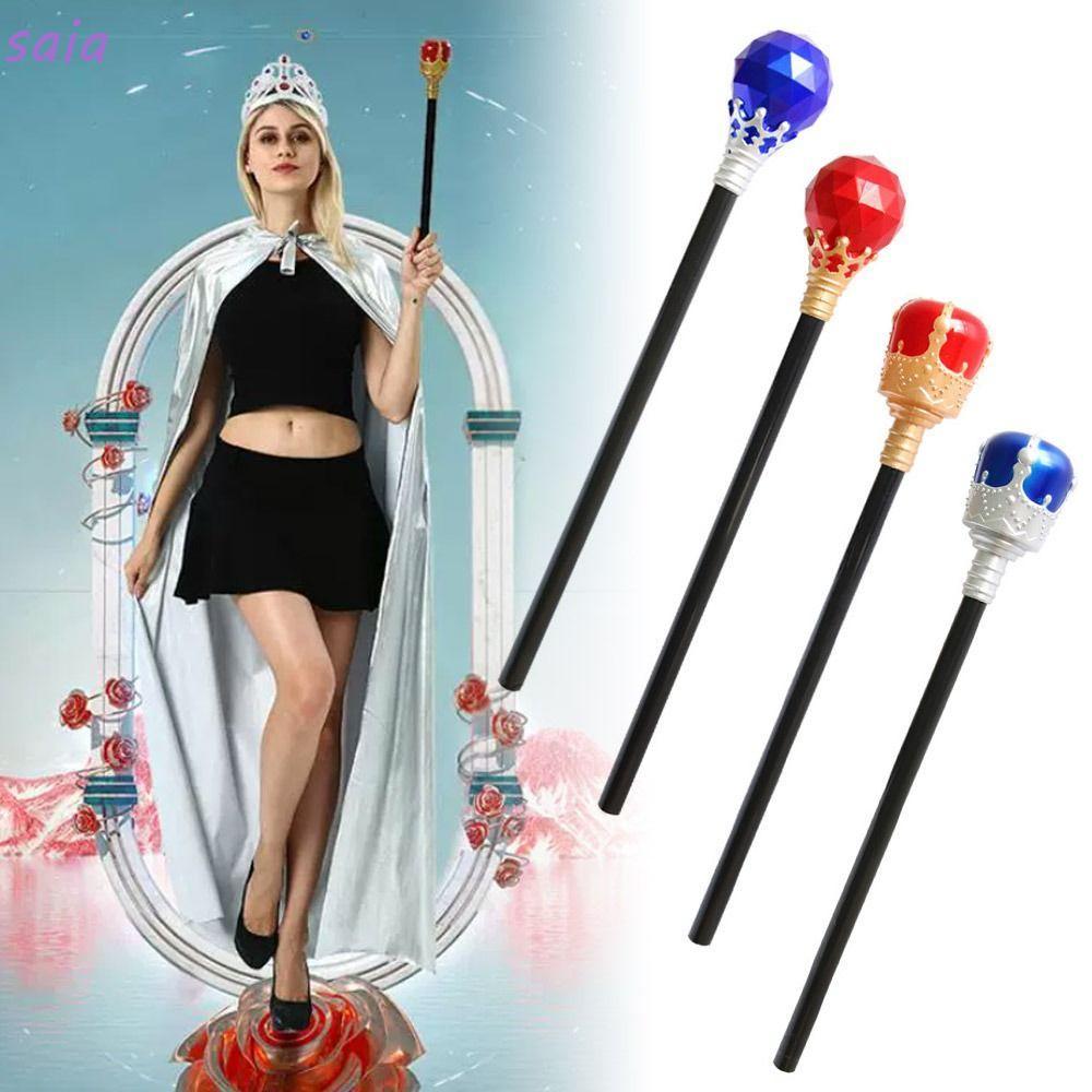 SAIA Công Chúa Hoàng Tử mía, Hiệu Suất Cosplay Đạo Cụ Vua Nữ Hoàng Scepter, Trang Phục Halloween Tinh Tế Nhựa Đỏ / Xanh Đũa Phép Gril