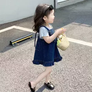 Váy dây đeo Denim hai mảnh thời trang mùa xuân hè cho bé gái
