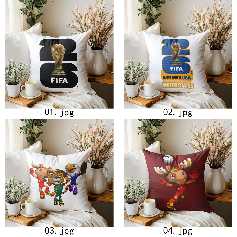 Vỏ gối Logo FIFA World Cup 2026 Vỏ gối in một mặt, Trang trí ghế Sofa phòng khách Giáng sinh (Không có lõi)