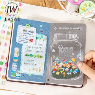 JIANWU Nhiều Màu Sắc Little Things Series Kawaii Dopamine Tree Apple Phong Cảnh Chất Liệu Cắt Băng PET Tạp Chí Sáng Tạo Văn Phòng Phẩm