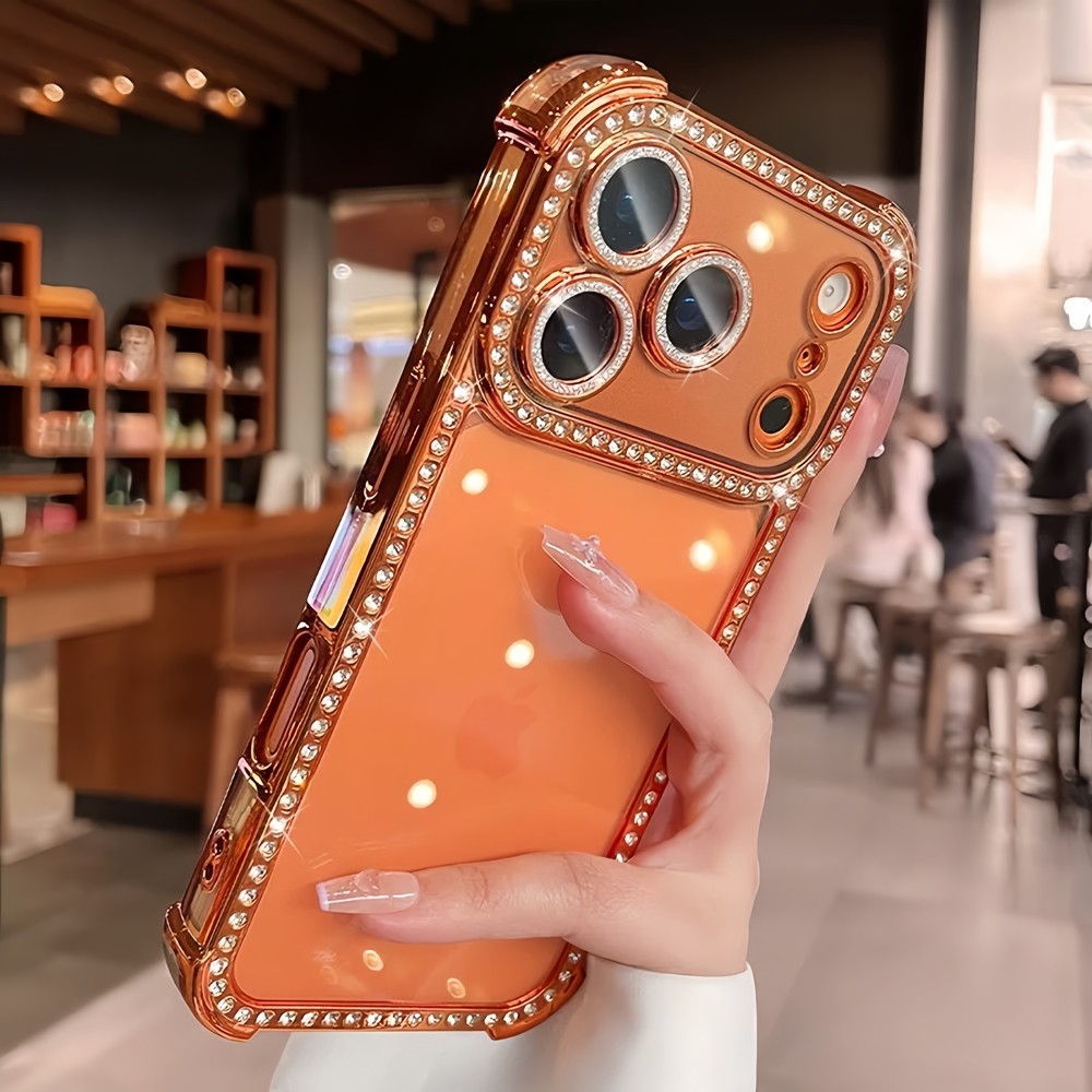 Ốp điện thoại trong suốt chống rơi kim cương Flash cho iPhone 17 Pro Max 16 13 14 15 pro max Bao gồm tất cả bảo vệ ống kính máy ảnh vỏ mềm Vỏ bảo vệ vỏ điện thoại