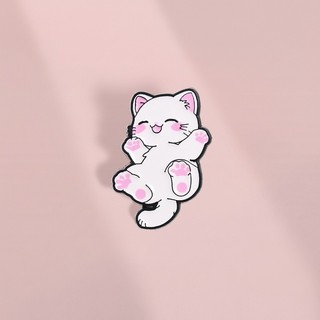 Dễ thương màu hồng trắng, huy hiệu kim loại sáng tạo cá tính với hình mèo paw - phụ kiện thời trang và quà tặng